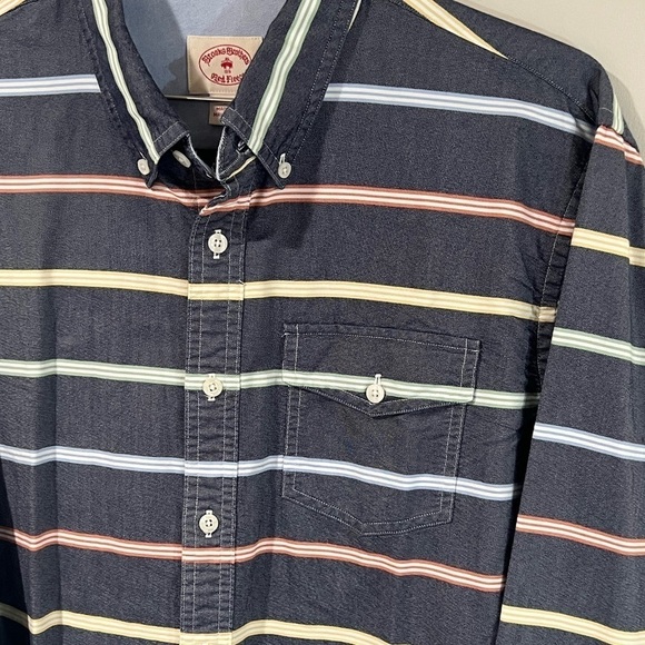 Men’s Large Brooks Brothers Red Fleece Structured Oxford Cotton Shirt Pocket - Picture 5 of 9